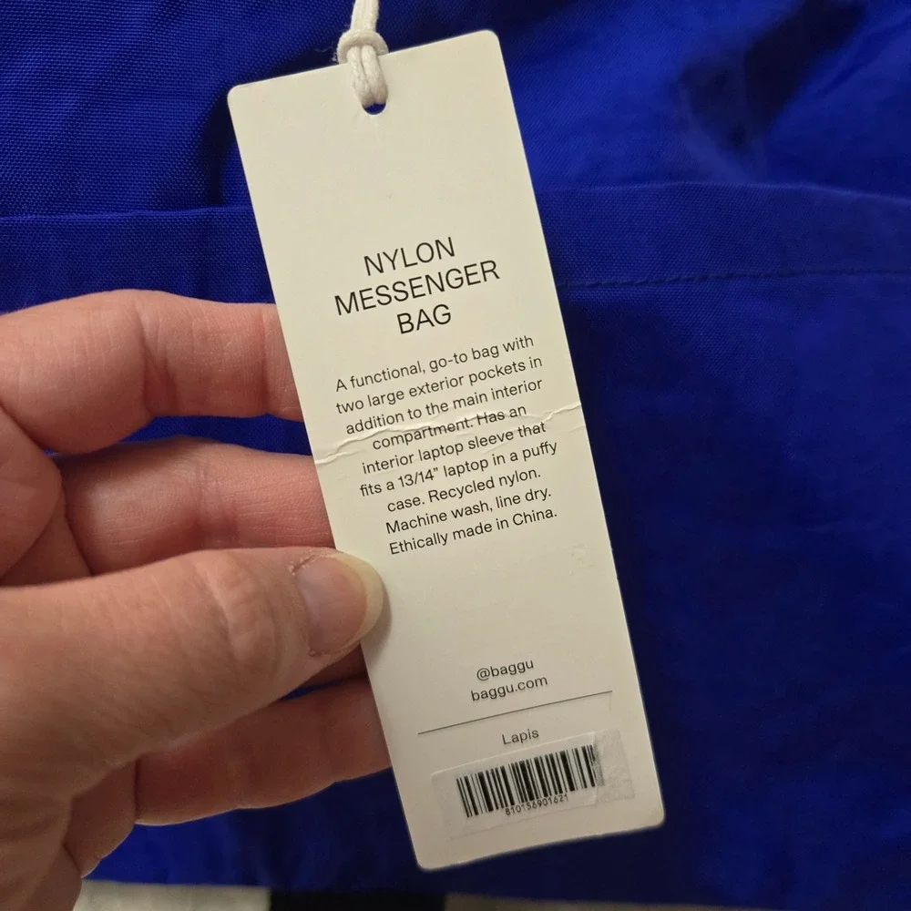 Baggu Nylon Messenger Bag Lapis Blue Recycled Crossbody Laptop Sleeve NWT